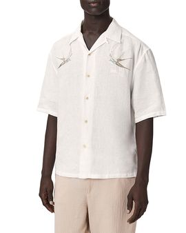 Allsaints Allsaints Avia Embroidered Swallows Linen Shirt