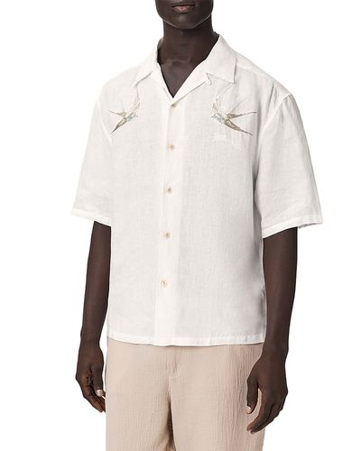 Allsaints Allsaints Avia Embroidered Swallows Linen Shirt