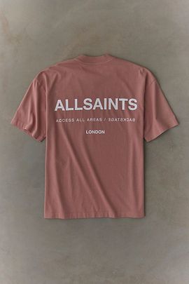 AllSaints AllSaints Backstage Graphic Oversized Fit Tee in Pink, Men's at Urban Outfitters