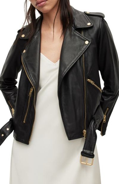 AllSaints AllSaints Balfern Sheepskin Leather Biker Jacket
