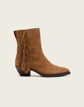 AllSaints AllSaints bazely suede fringe ankle boots in tan-Brown