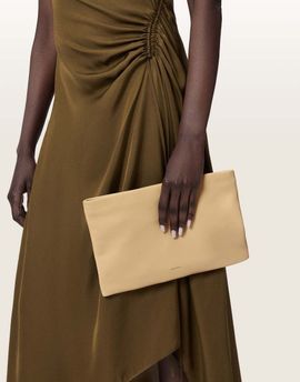 AllSaints AllSaints Bettina lambs leather clutch bag in pale yellow