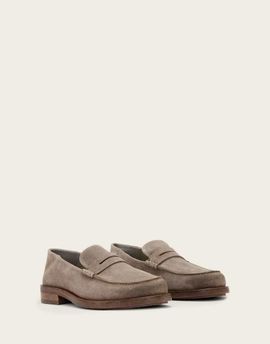 AllSaints AllSaints Bloom soft suede leather loafers in brown