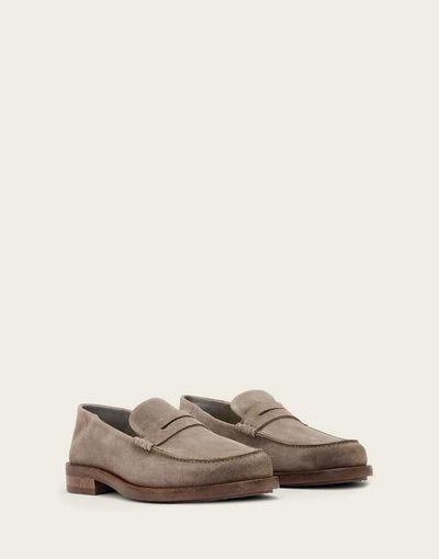 AllSaints AllSaints Bloom soft suede leather loafers in brown