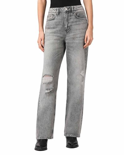 Allsaints Allsaints Brooklyn High Rise Straight Leg Jeans in Destroy Grey