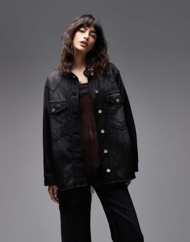 AllSaints Allsaints bryn denim shacket in washed black