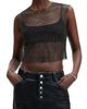 AllSaints AllSaints Calytrix Sparkle Mesh Crop Top - 1