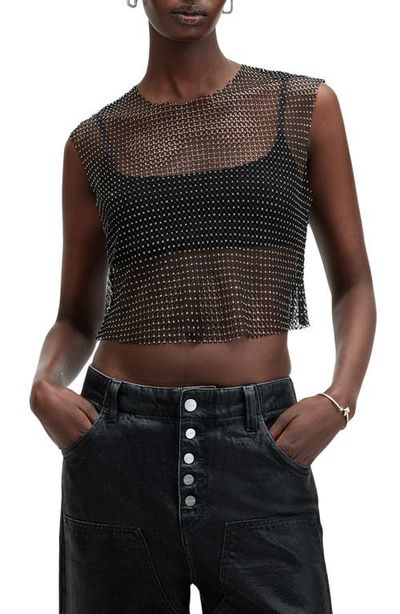 AllSaints AllSaints Calytrix Sparkle Mesh Crop Top