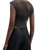 AllSaints AllSaints Calytrix Sparkle Mesh Crop Top - 2