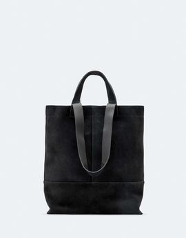 AllSaints AllSaints Cassius suede leather tote bag in washed black