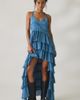 AllSaints AllSaints Cavalry Crepe Twist Strap Tiered Ruffle High-Low Maxi Dress in Blue, Women's at Urban Outfitters - 1