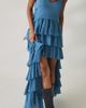 AllSaints AllSaints Cavalry Crepe Twist Strap Tiered Ruffle High-Low Maxi Dress in Blue, Women's at Urban Outfitters - 2