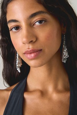 AllSaints AllSaints Chain Mesh Statement Earrings in Silver, Women's at Urban Outfitters
