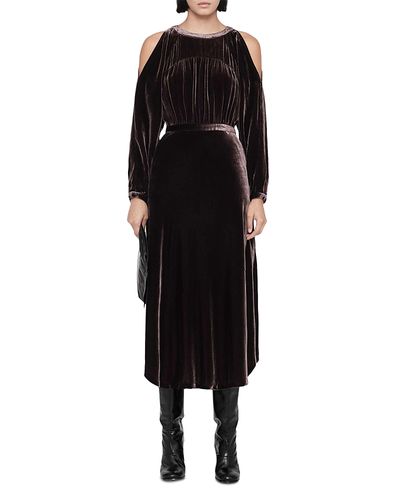 Allsaints Allsaints Chrissy Velvet Cold Shoulder Midi Dress