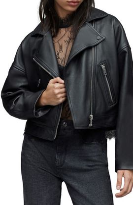 AllSaints AllSaints Clarke Boxy Leather Biker Jacket