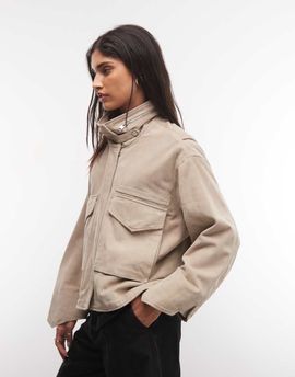 AllSaints AllSaints Clay suede leather jacket in beige-Neutral