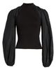 AllSaints AllSaints Cleo Mixed Media Balloon Sleeve Cotton Blend Blouse - 5