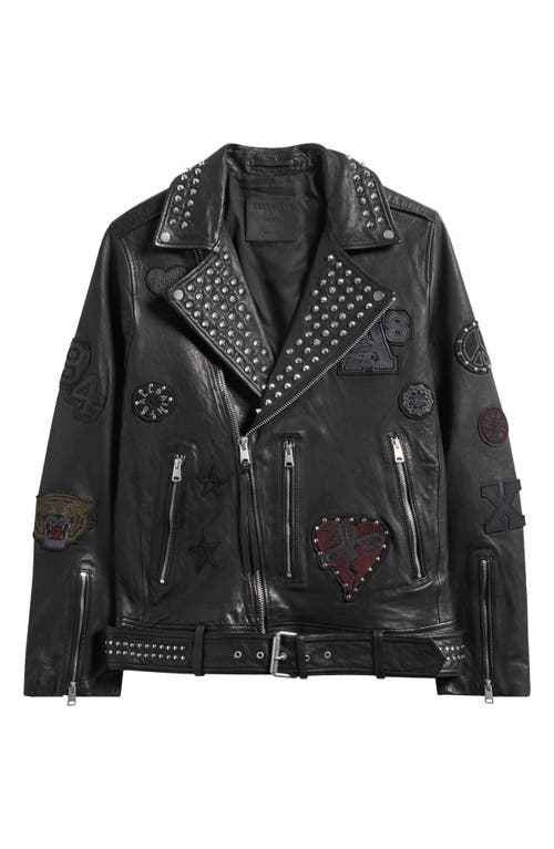 AllSaints AllSaints Cole Studded Lambskin Leather Biker Jacket