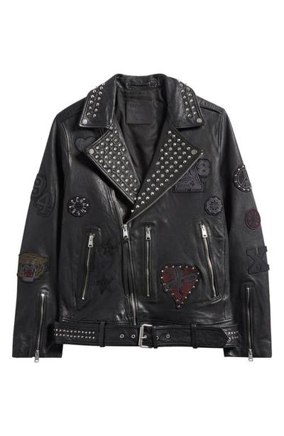 AllSaints AllSaints Cole Studded Lambskin Leather Biker Jacket