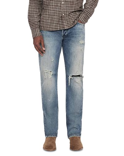 Allsaints Allsaints Cotton Slim Straight Fit Jeans in Destroy Indigo