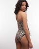 AllSaints AllSaints court bandeau leopard print gathered side swimsuit in beige-Brown - 4