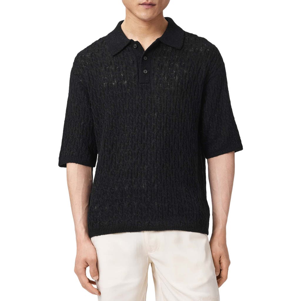 AllSaints AllSaints Cyclone Textured Short Sleeve Polo