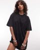 AllSaints AllSaints Darcy short sleeve diamante detail T-shirt mini dress In washed black - 1