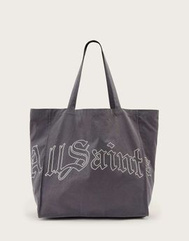 AllSaints AllSaints Decent logo large canvas tote bag in washed black