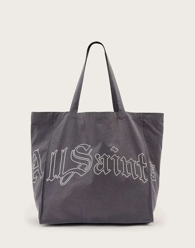 AllSaints AllSaints Decent logo large canvas tote bag in washed black