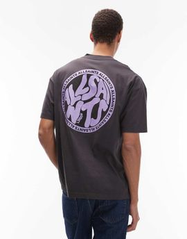 AllSaints Allsaints distortion t-shirt in washed black / purple