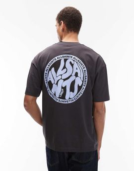 AllSaints AllSaints distortion T-shirt in washed black / teal