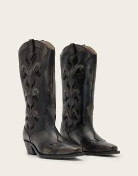 AllSaints AllSaints dolly cowboy boots in dark brown
