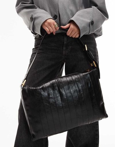 AllSaints AllSaints edbury panel shoulder bag in black