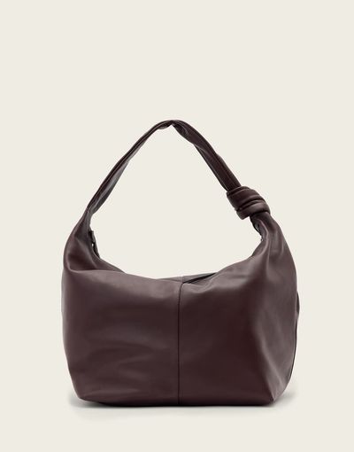 AllSaints AllSaints Effie knot large leather shoulder bag in burgundy-Red