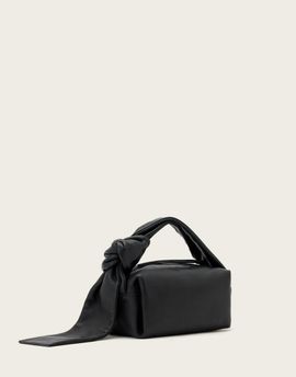 AllSaints AllSaints Effie knot leather micro shoulder bag in black