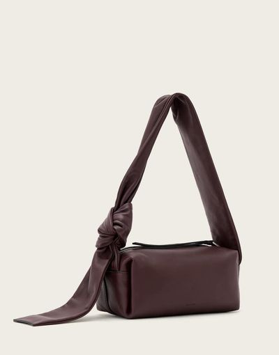 AllSaints AllSaints Effie knot leather shoulder bag in burgundy-Red