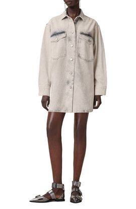 AllSaints AllSaints Faye Sparkle Embellished Long Sleeve Shacket Minidress