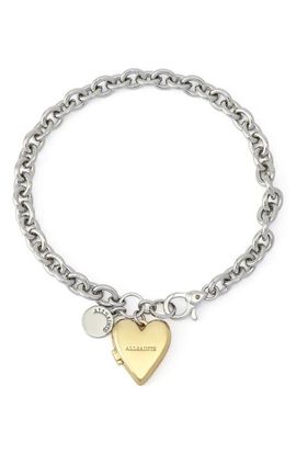 AllSaints AllSaints Flex Heart Locket Chain Bracelet