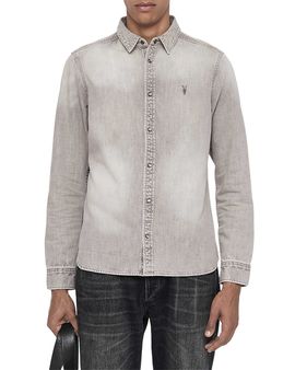 Allsaints Allsaints Gleason Cotton Faded Denim Shirt