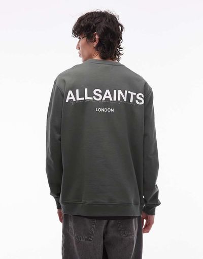 AllSaints Allsaints halcyon crew neck sweatshirt in khaki green