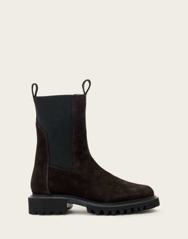 AllSaints AllSaints Hallie suede leather boots in dark brown