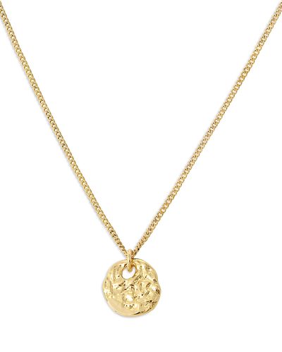 Allsaints Allsaints Hammered Coin Pendant Necklace in Gold Tone, 17-19