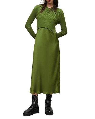 turtleneck cable knit sweater dress With a Kiss Ribbon-Sleeve Turtleneck Sweater Dress Cherry Red / M