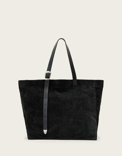 AllSaints AllSaints Haven leather suede tote in black