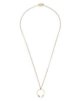 Allsaints Allsaints Hazel Imitation Pearl Spike Pendant Necklace, 26-28