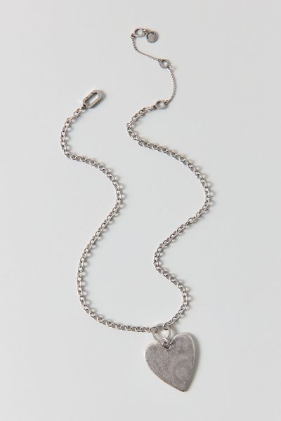 AllSaints AllSaints Heart Charm Necklace in Silver, Women's at Urban Outfitters