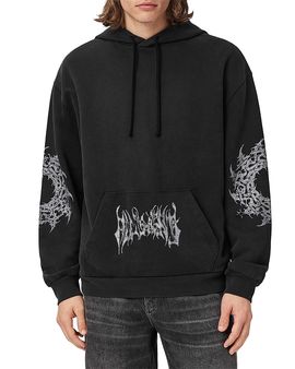 Allsaints Allsaints Helvette Metal Logo Graphic Drawstring Hoodie