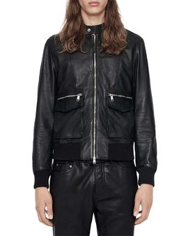 Allsaints Allsaints Hiro Bomber Zip Leather Jacket