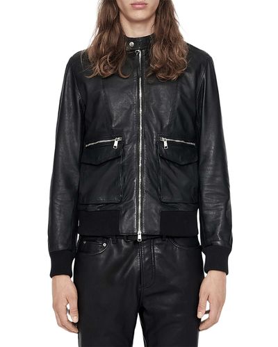 Allsaints Allsaints Hiro Bomber Zip Leather Jacket