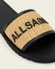 AllSaints AllSaints Hoxton textured one strap logo sandals in black/natural brown - 4